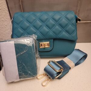Teal Quilted Crossbody Bag